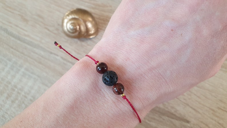 Berry Aroma Lava Bracelet with Red Tiger Eye