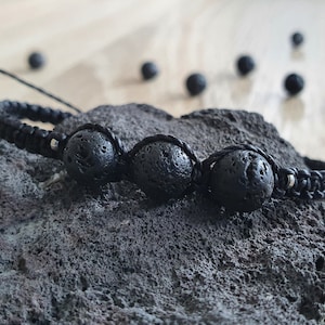 VULCANO | Lava stone macrame bracelet for men - aroma lava bracelet