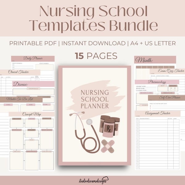 Nursing School Planner | Nursing School Templates | Nursing School Study Planner | Printable Templates