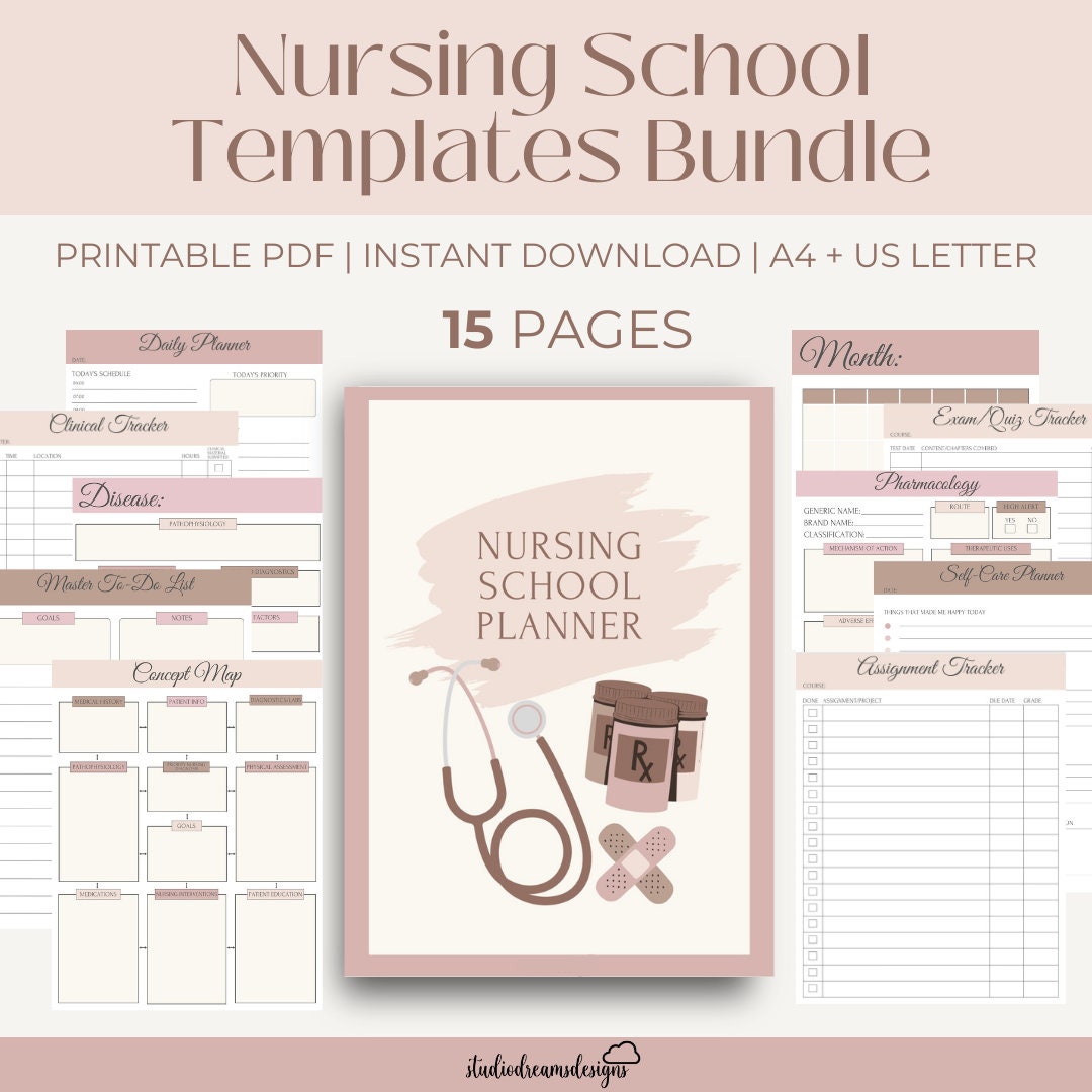 Nursing School Planner Nursing School Templates Nursing School Study Planner Printable Nursing School Planner Nursing School Templates Nursing School Study Planner Printable