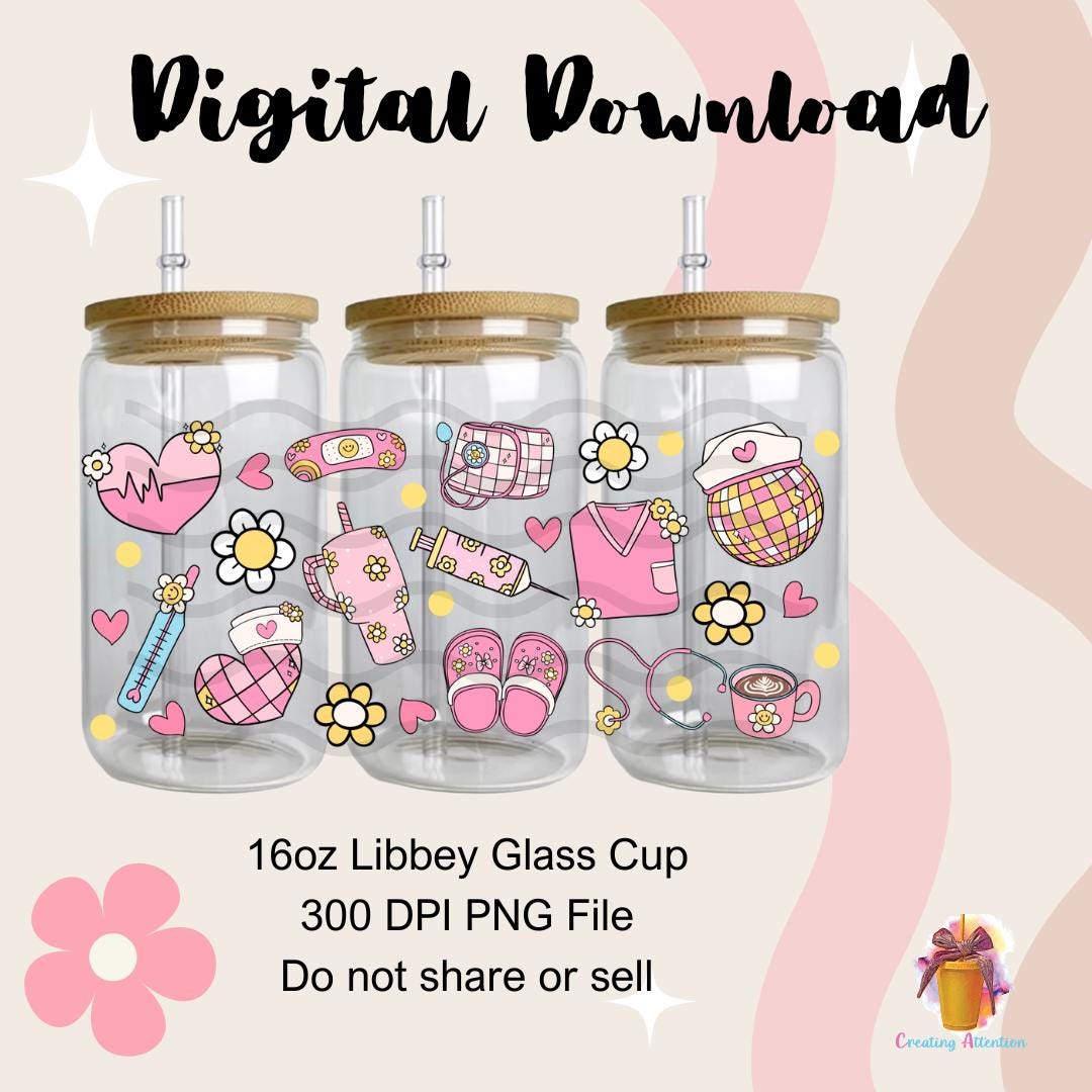 Nurse Love, Nursing Life PNG, Nurse Gifts, Coquette 16oz Cup Wrap