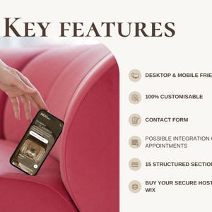 Key features of the editable Wix website template for home décor and styling