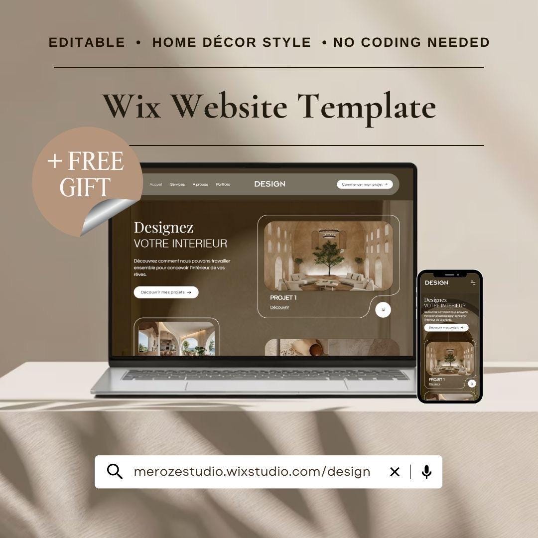 Interior Design Wix Website Template - Editable Home Decor Site for ...
