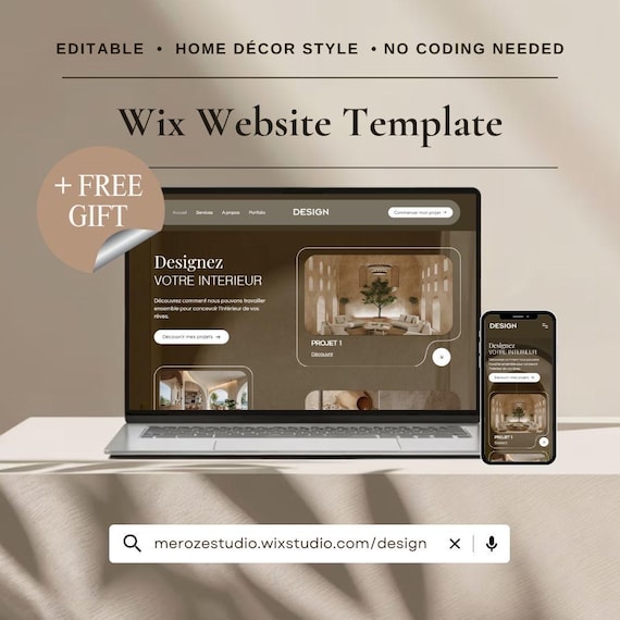 Interior Design Wix Website Template - Editable Home Decor Site for Designers