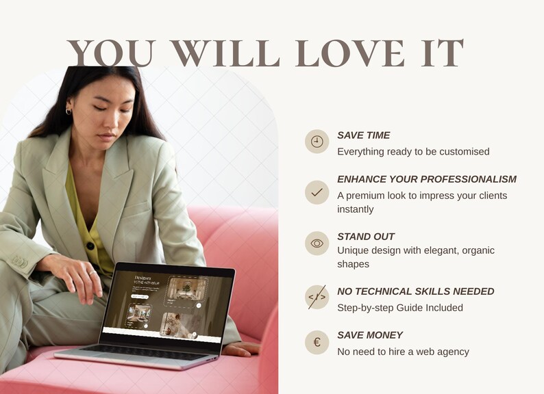 Beautiful Wix template for interior designers and decorators with elegant organic design