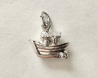 Vintage Sterling Silver Noah’s Ark Charm Or Pendant. Marked Ster. Free Shipping.