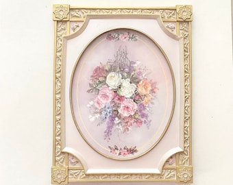 Vintage Picture By Artist Lena Liu. Cameo Of Roses. Sold By Bradford Exchange. Limited Edition. Free Shipping.