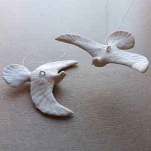 Doves of Friendship, Pair of White Turtle Doves as a Hanging Christmas Tree Ornament, Christmas Gift for Friends and Family, Friendship gift image 1