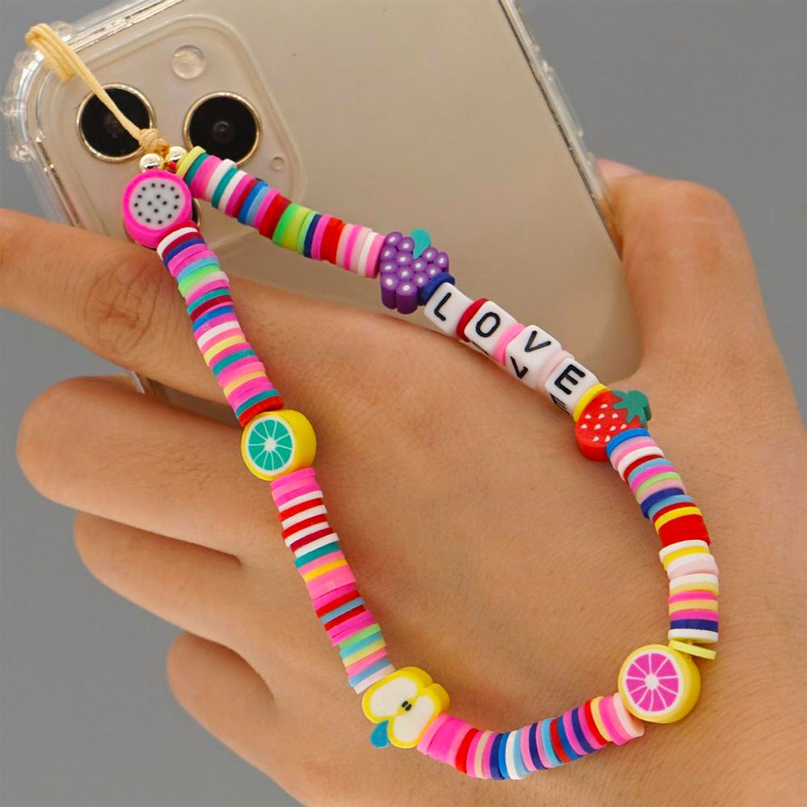 Trendy Mobile Phone Bracelet Beaded Soft Pottery Charm Phone Etsy