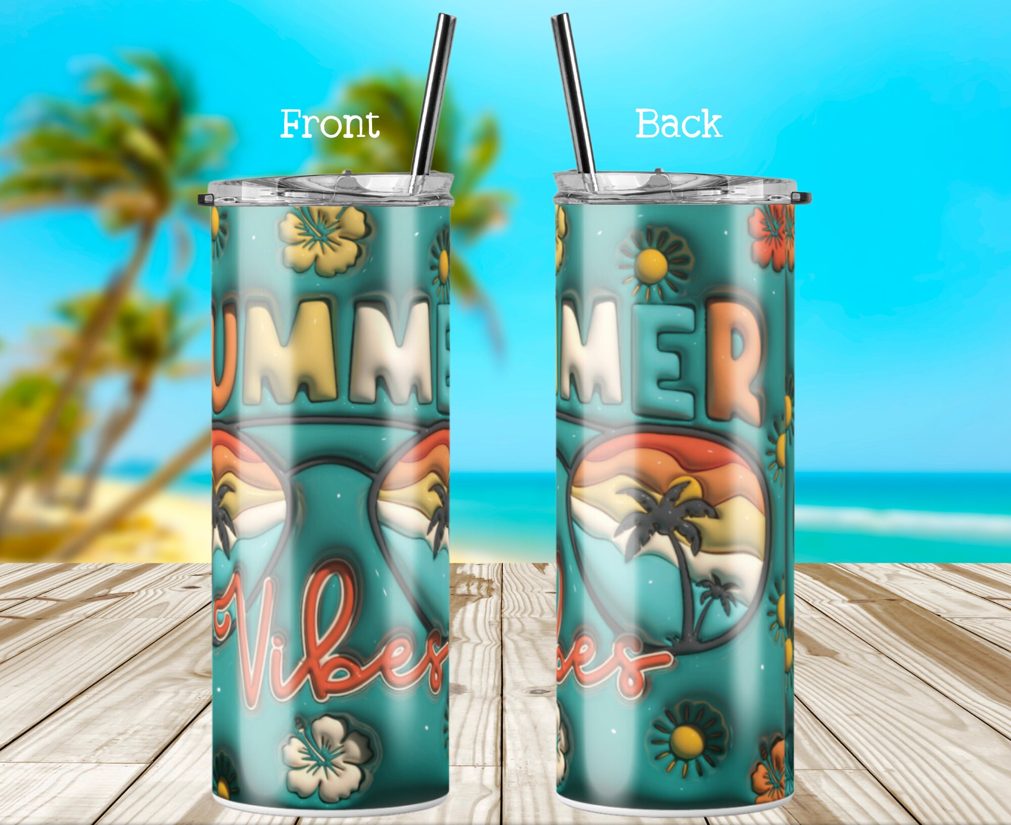 20oz Tall Skinny Tumbler, Summer Bubble Tumbler Etsy