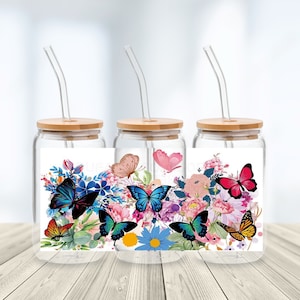 UV DTF Butterflies and Flowers |No Heat Needed|Permanent Adhesive|Waterproof|16oz