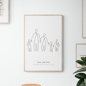 Personalised Family of 5 | Line Art Personalised | Personalised Gift | Customisable Gift | Family Gift | Personalised Birthday