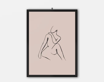 Digital Woman Line Art | Boho Art | Minimalistic Print | Home Decor Wall Art | Wall Art | Printable Wall Art | Abstract Wall Art | Line Art