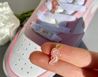 Schuh Anhänger Tier, Seepferdchen rosa, Lacetags, Schnürsenkel Dekoration, Shoe Charms, Schuhkette, Kettenanhänger, Shoe Tag, Air Force, AF1