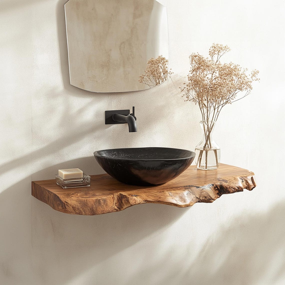 Floating Bathroom Vanity Shelf Handmade Sink Vanity Shelf Wall Mounted ...