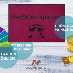 Lustige Fußmatte, Geschenk Weinliebhaber, Personalisierte Fußmatte,Indoor,  Weingeschenk, HerWEINspaziert - .de