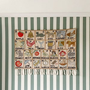 Handmade alphabet ABC crewel wall hanging tapestry |  Suru (landscape)