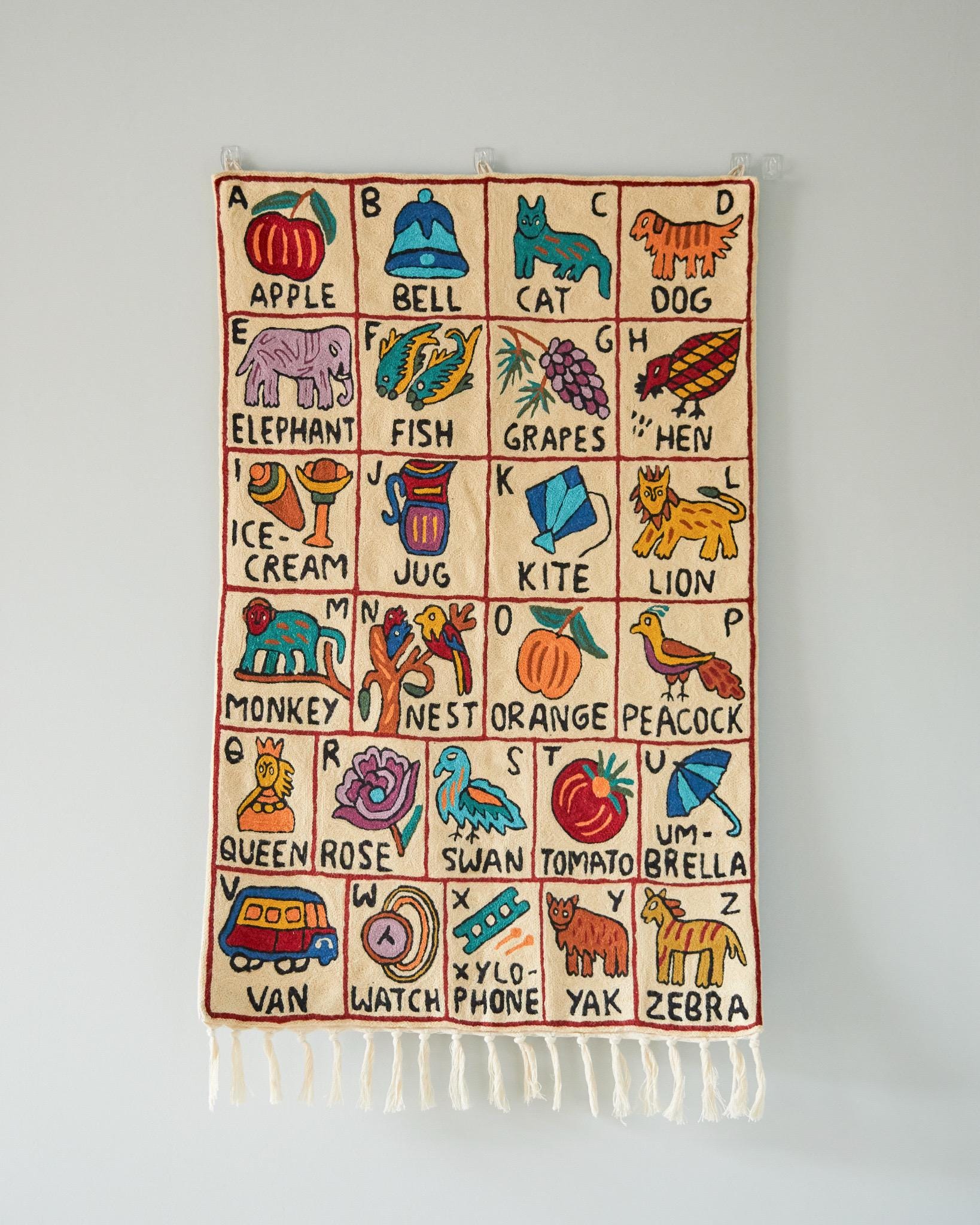 Handmade Alphabet ABC Embroidered Wall Hanging Tapestry | Nishat