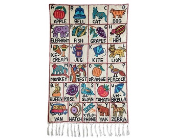 Handmade alphabet ABC crewel wall hanging tapestry |  Nishat