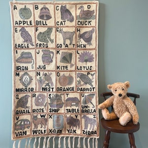 Embroidered handmade alphabet ABC wall hanging tapestry | Jhelum