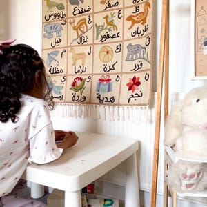 Handmade Arabic alphabet ABC crewel wall hanging tapestry |  Suru