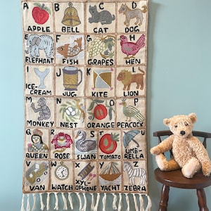 Handmade alphabet ABC crewel wall hanging tapestry |  Suru (portrait)