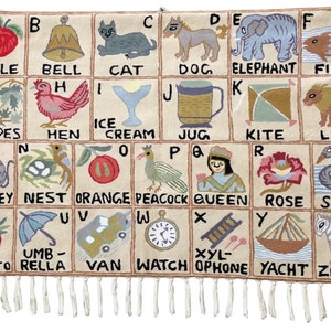 Handmade alphabet ABC crewel wall hanging tapestry |  Suru (landscape)