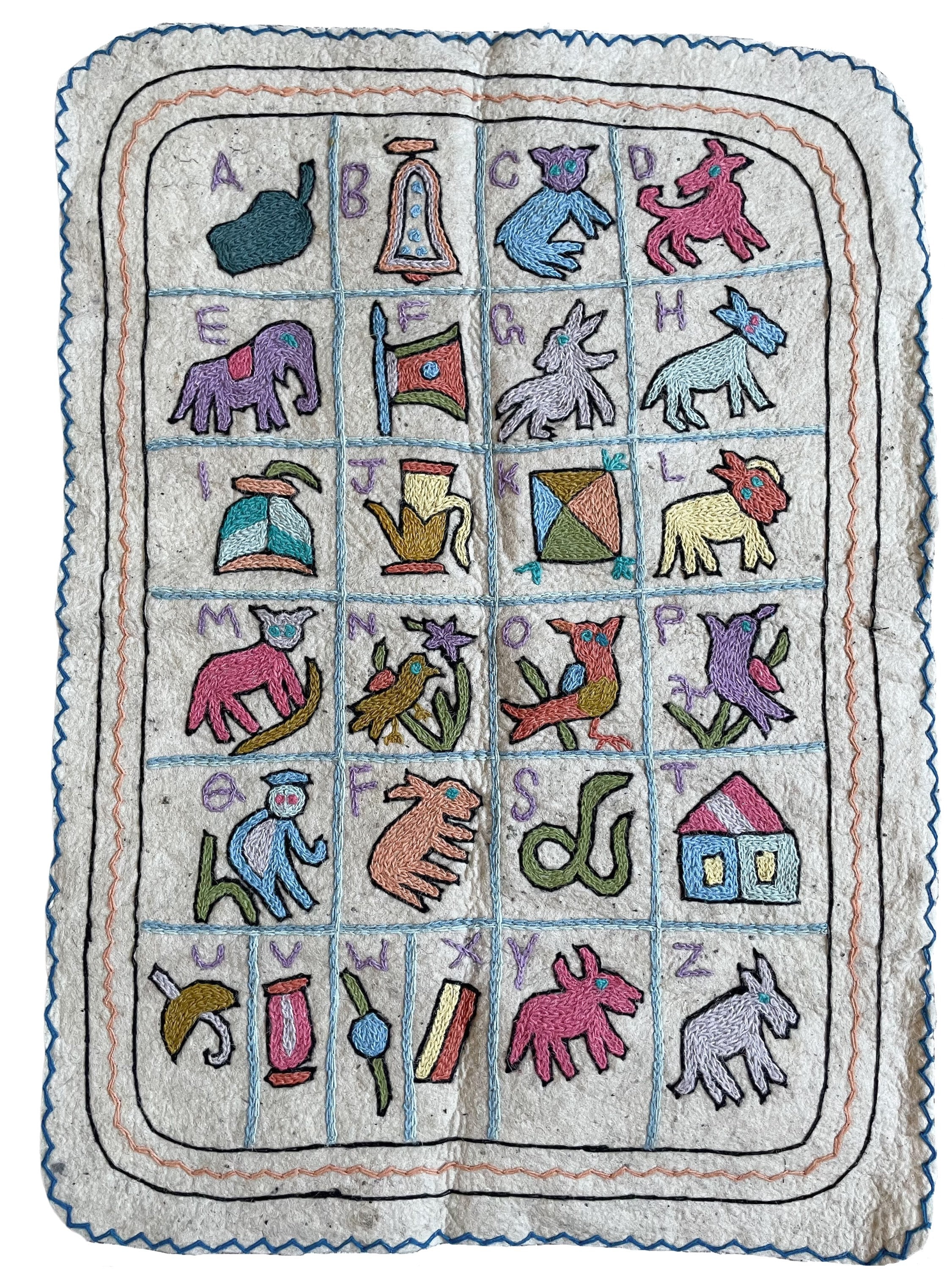 Handembroidered Folk Art ABC Alphabet Wall Hanging Tapestry Etsy UK