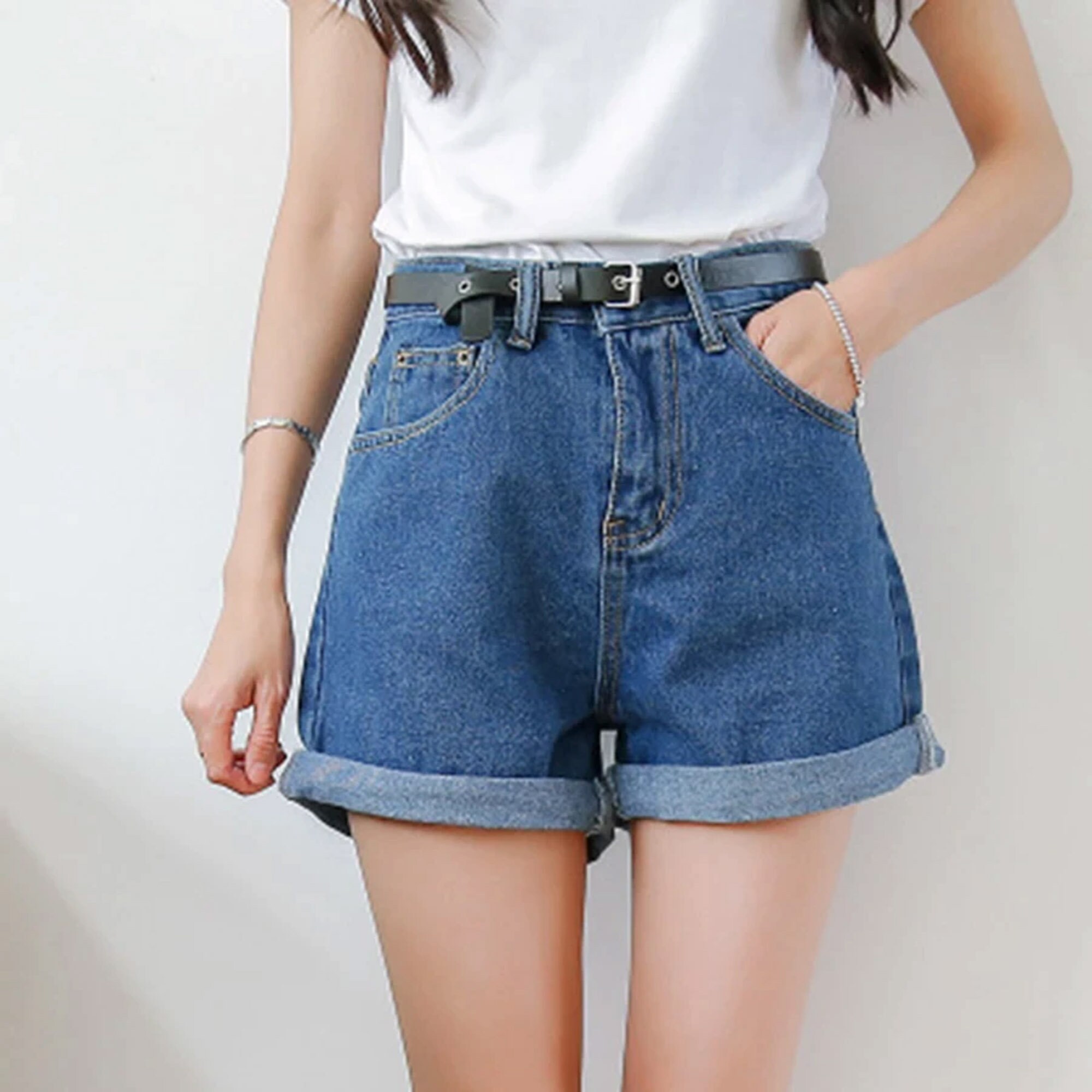 Solid Women Clothing Denim Shorts Harajuku Summer High Waist | Etsy
