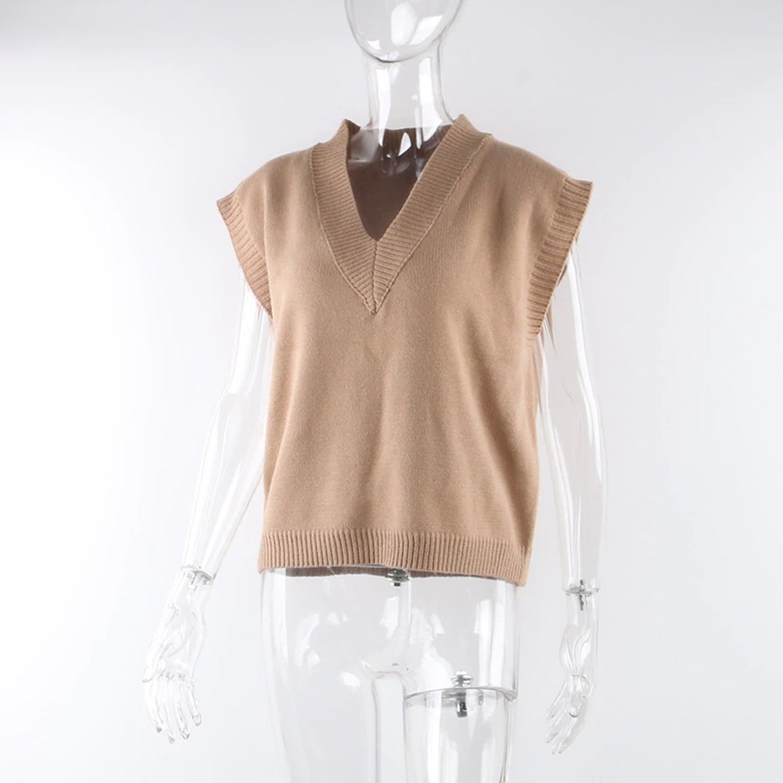 Gilet Uomo Senza Maniche In Cotone - Maglione Lavorato A Maglia Con Scollo A V, Taglie Forti - Foto 6