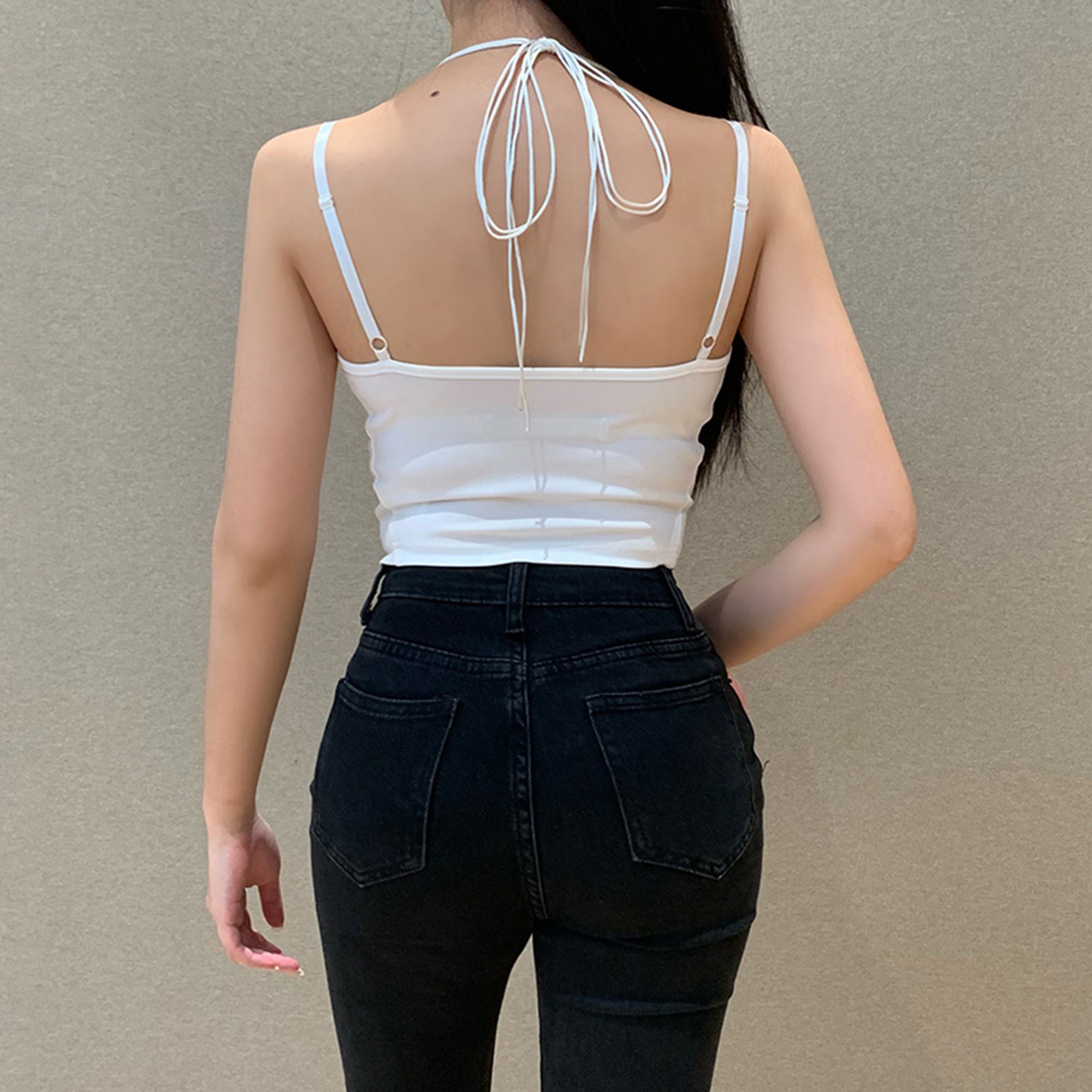 Drawstring Halter Straps Sleeveless Ruched Women's Top Etsy