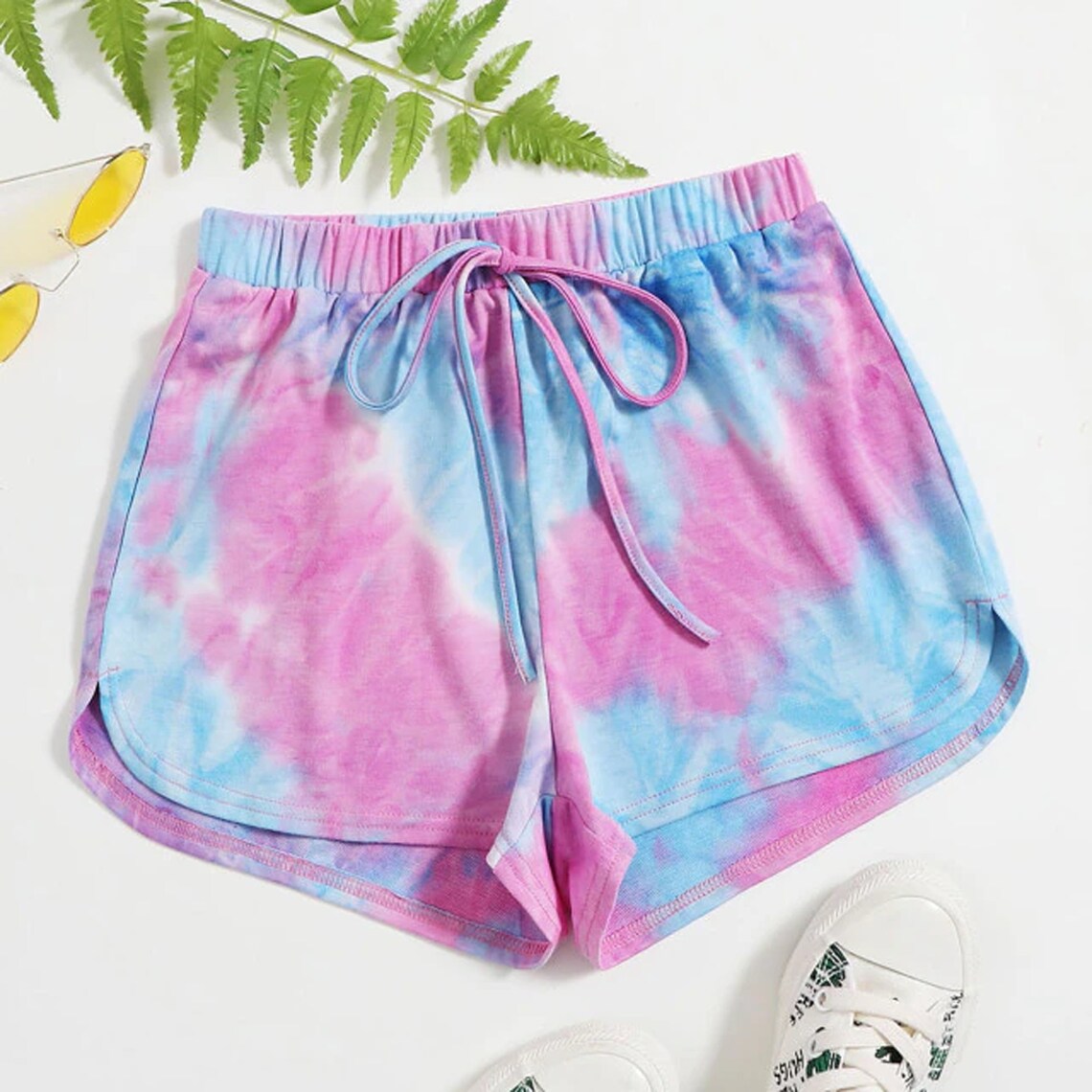 Women's TieDye Print Running Shorts Loose Mid Waist Etsy