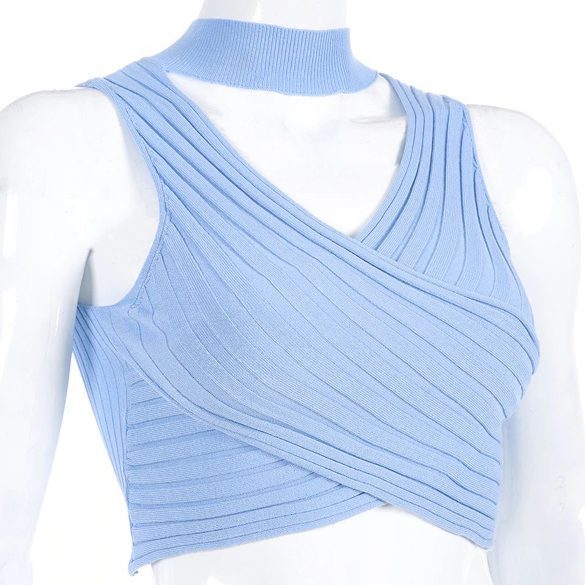 Elegant Bandage Ribbed Style Women's Hollow Out Cut Top Etsy