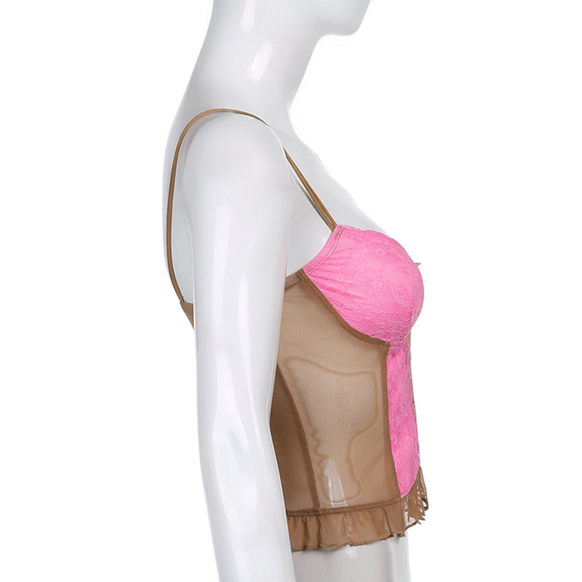 Braunes und Rosa Patchwork Low Cut Lace Style Damen Top | Etsy