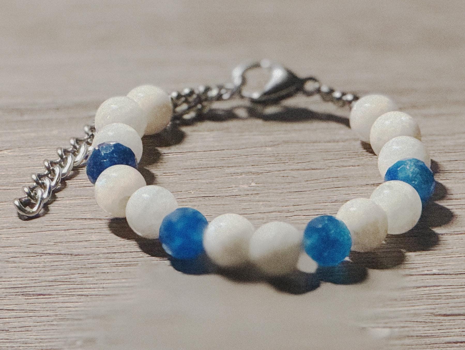 Moonstone and Blue Jasper Bracelet