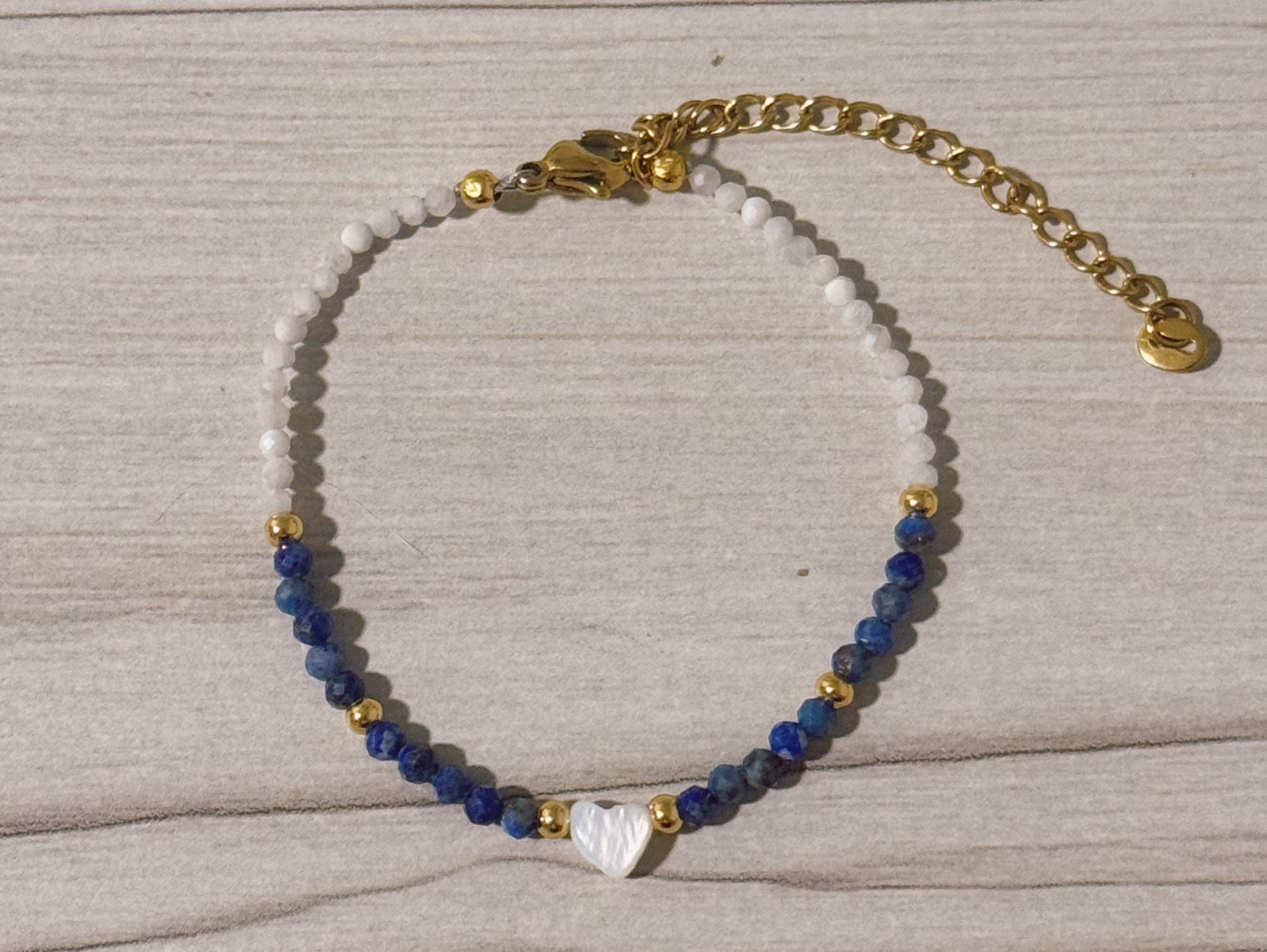 Blue Lapis and Heart Shell Bracelet - Thumbnail 2