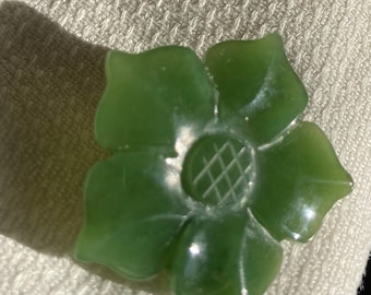 Green Jade Flower Brooch