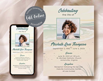 Beach Celebration of Life Invitation Template (Digital Evite)