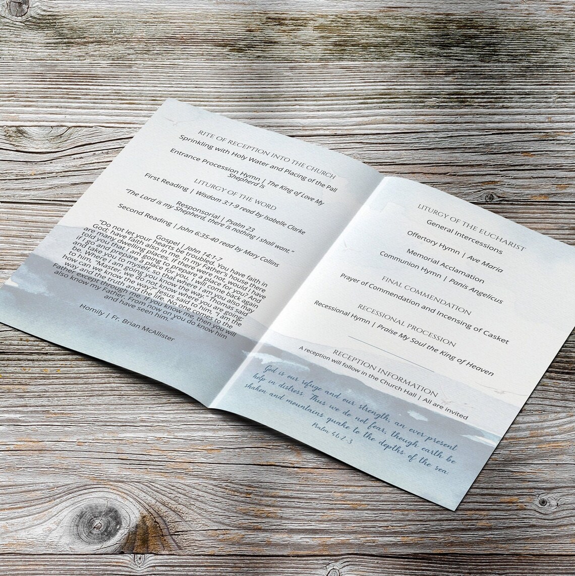Nautical Ocean Funeral Program Template Editable Celebration Etsy