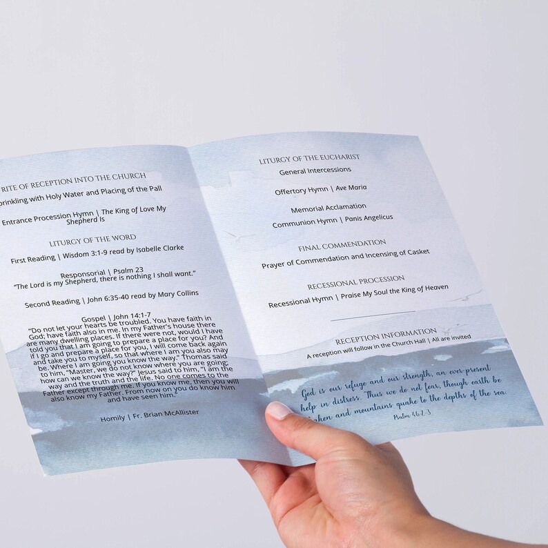 Nautical Ocean Funeral Program Template Editable Celebration Etsy