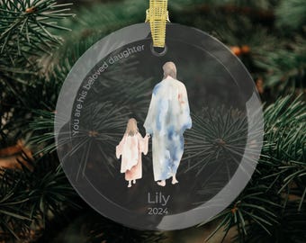 Jesus & Child Glass Ornament, Personalized Religious Christmas Gift
