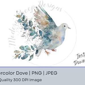 Colombe aquarelle PNG | Sacrement de confirmation | Clipart Saint-Esprit | Art catholique | Téléchargement instantané | Religieux JPEG | Église de la communion