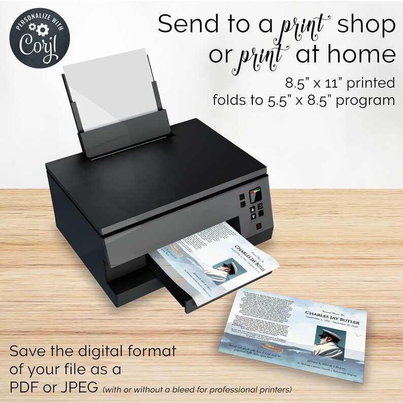 Nautical Ocean Funeral Program Template Editable Celebration Etsy