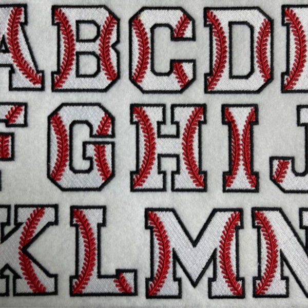 Baseball Alphabet Embroidery Designs under 2"