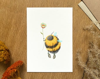Carte postale « Bumblebee » | DIN A6 | Décoration murale | Papier beaux-arts