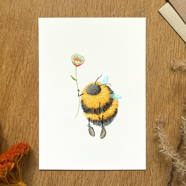 Sweet bumblebee - postcard | DIN A6 | Mural | Fine art paper