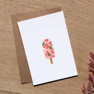 Gelato - Cartolina/ Murale | Illustrazione | mangiare il gelato | Fragole | Menta | Vibrazioni estive | Carta fine art