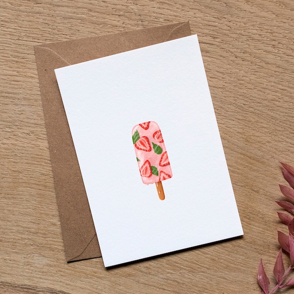 Eis - Postkarte/ Wandbild | Illustration | Eis essen | Erdbeeren | Minze | Summer vibes | Fine Art Papier