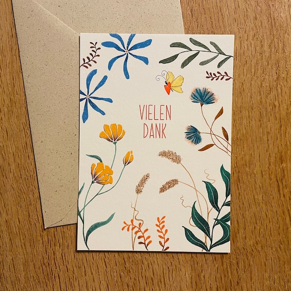 Vielen Dank - Blumen | Fine Art Papier | Inkl. Briefumschlag