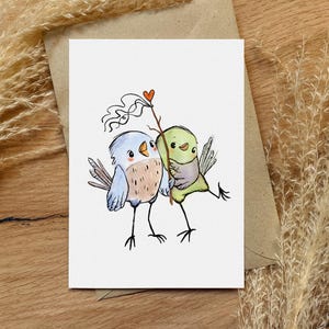 Amor por ti - postal | pájaros | Feliz Cumpleaños | Formato A6 | Papel de bellas artes